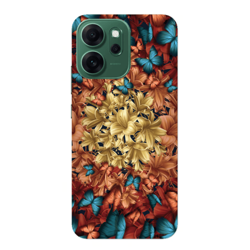 Oppo 14 F Blue butterflies Transparent Silicone TPU Θήκη